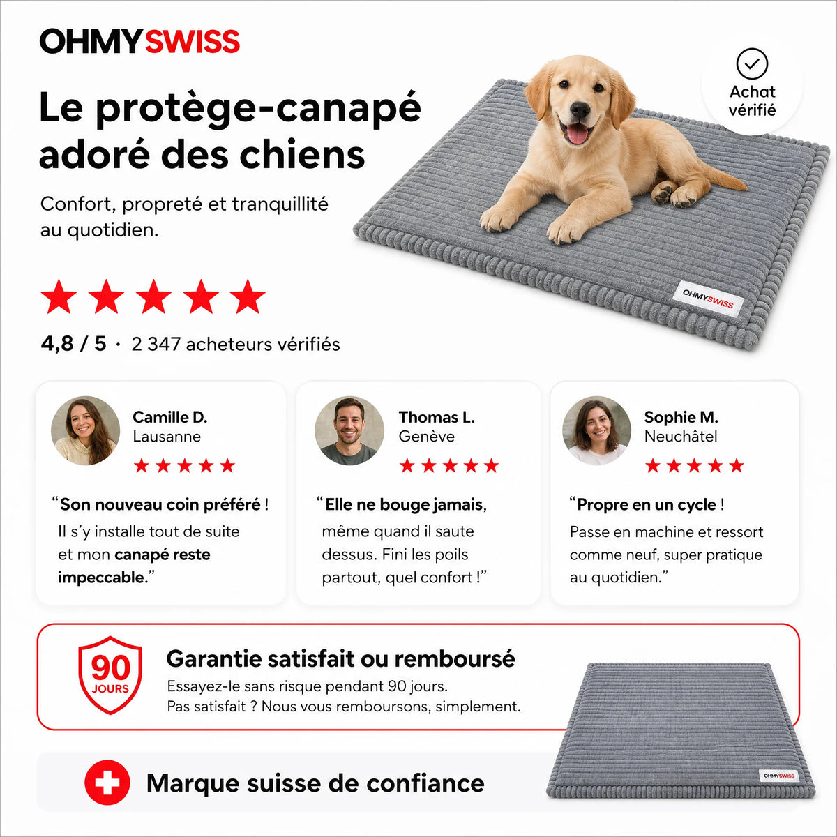 Fodera per divano Plush anti-peli OHMYSWISS