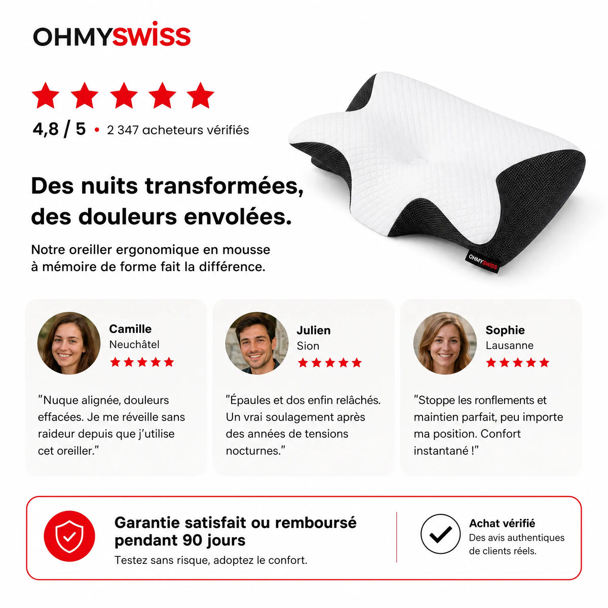 Cuscino ergonomico cervicale OHMYSWISS