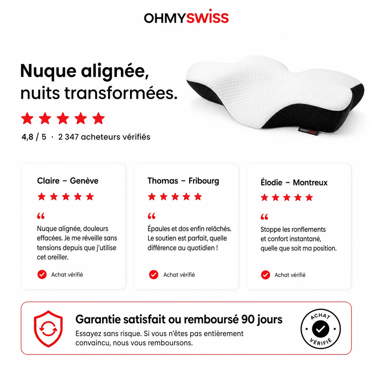 Cuscino ergonomico cervicale OHMYSWISS