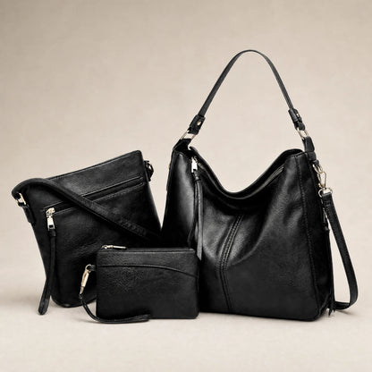 Borsa Hobo in pelle di lusso, set da 3 pezzi OHMYSWISS
