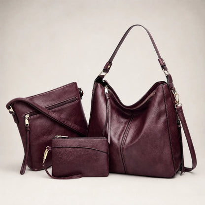 Borsa Hobo in pelle di lusso, set da 3 pezzi OHMYSWISS