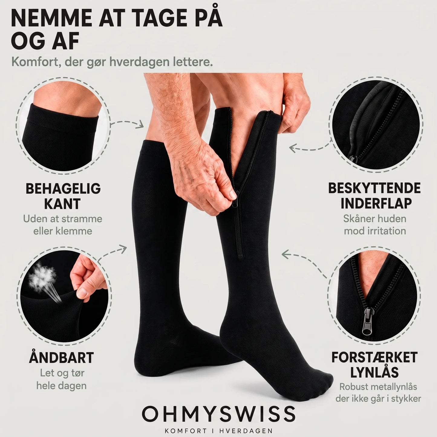 Kompressionsstrümpfe mit Reißverschluss von OHMYSWISS