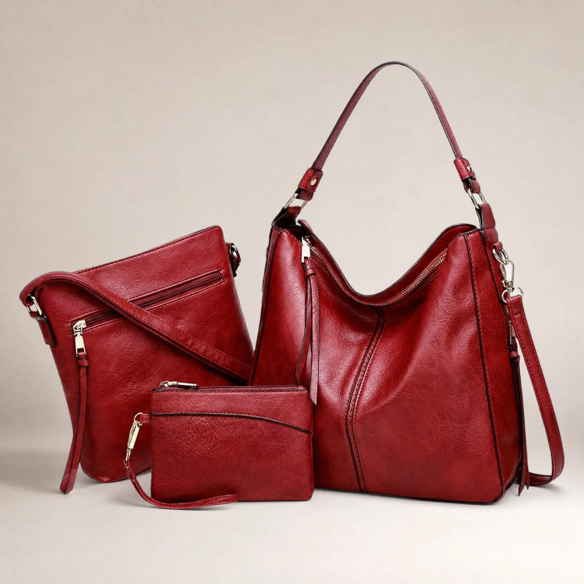 Set da 3 pezzi con borsa Hobo in pelle di lusso OHMYSWISS